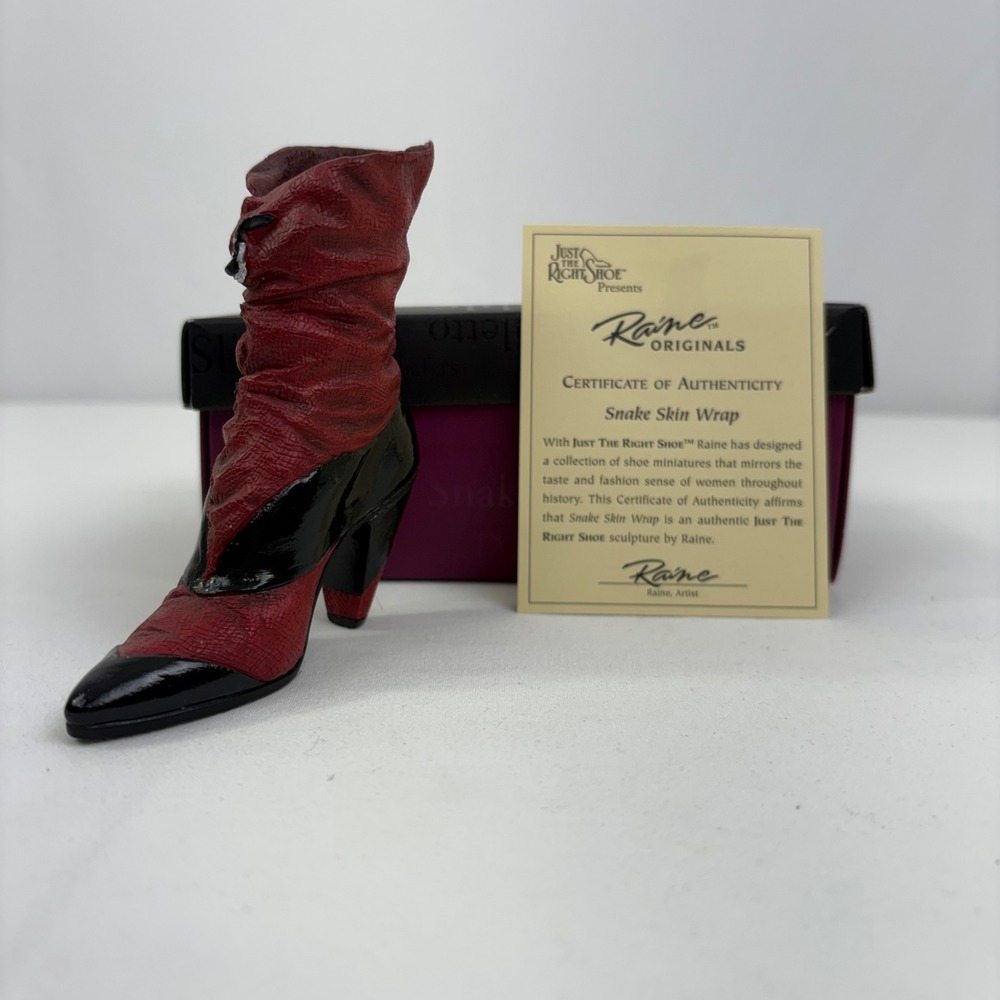 Vintage Just The Right Shoe By Raine Snake Skin Wrap 25077 1999 COA Box
